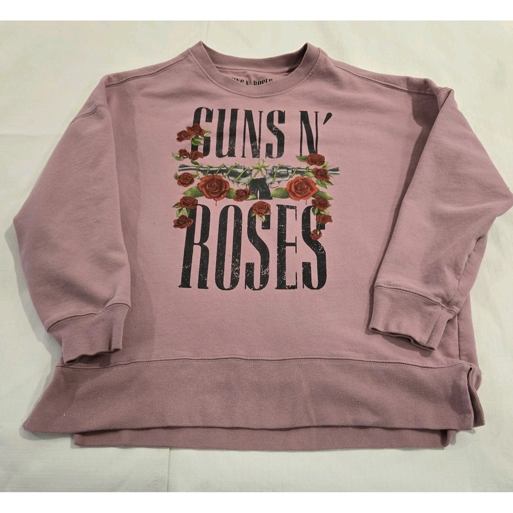 Guns N' Roses Women's Mauve Long Sleeve Crew Neck Sweatshirt Classic Logo MED
